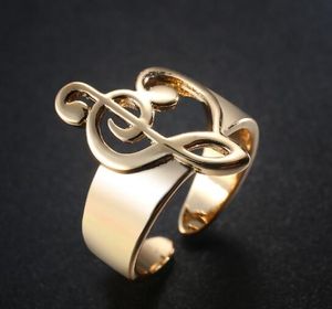 Bague ouverte en forme de cœur ajouré pour femmes, Note musicale, amoureux Infinity, bijoux de saint-valentin, bagues élégantes