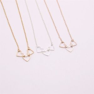 Collier coeur d'amour creux trois pendentifs combinaison colliers pour filles les femmes or argent Rose trois couleurs en option2694