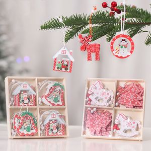 Hollow Out Snowflake Snowman Bell Hanging Ornament Christmas Tree Decoration Wood Ornament Home Festival Xmas Hang ornamenten Th0181