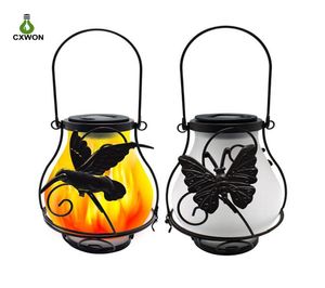 Lampes Lantern de jardin solaire creux LED Light Flameing Flames Extérieur Lumières Dragonfly Place Flame Effet Decor Lighting9374477