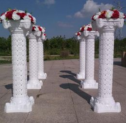 Pilar hueco Diseño de flores Columnas romanas Color blanco Pilares de plástico Camino citado Accesorios de boda Suministros de decoración para eventos WT075