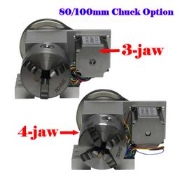 Eje rotativo del eje hueco 3 Jaws 4 Jaws 80 mm 100 mm Kit 4th Axis Kit K5M-6-80 K5M-6-100 Para la máquina del grabador de enrutador de madera CNC