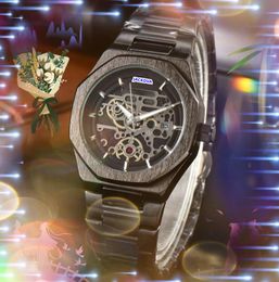 Holle skelet wijzerplaat mannen batterij horloge automatisch quartz uurwerk merk roestvrij staal rubberen band zakelijk sport populair casual zakelijke horloges geschenken