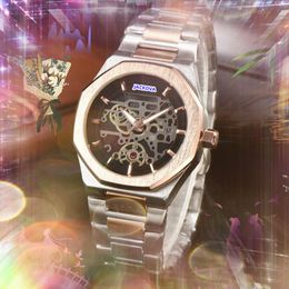 Holle Skeleton Dial Quartz Automatische Datum Heren Horloges Multi Stijlen Saffierglas Roestvrij Staal Rubberen Band Presidentieel Populair Super Bright Good Watch Gifts