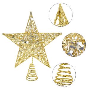 Hollow Sparkle Star Toppers Christmas Tree Topper Gold Red Red Xmas Tree Ornament voor Kerstmis Nieuwjaar Party Treetop Decor