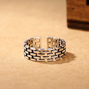 Hollow Square Silver Chain Band Ringen open verstelbare knoop vinger ring mode-sieraden voor vrouwen mannen zullen en zanderig