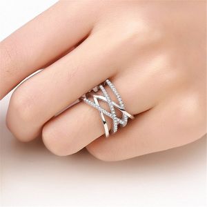 Holle stapel knokkelclusterringen Diamond Cross Ring Gold Crysts Open verstelbare band voor vrouwen mode -sieraden Will en Sandy