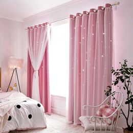 Hollow Star Curtain Fantasy Style Princess Lace Produit fini Bleyout High-Out for Balcony Living Room Bedroom 231227