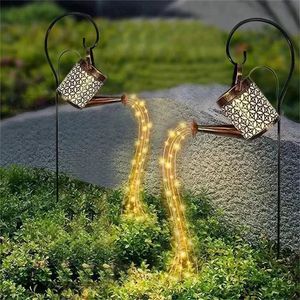 Hollow smeedijzeren ster douchelamp zonne Watering Can Fairy Light Garden Decoratie Douche Licht Lawn Courtyard Decorations 240408