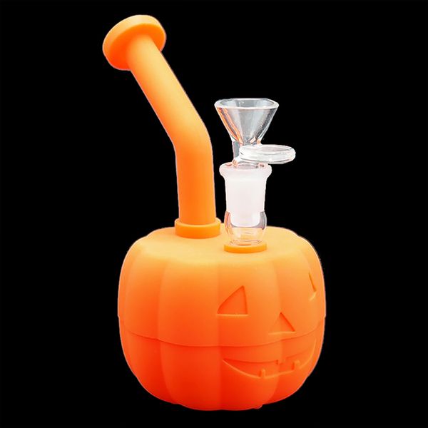 Holloween Narguilés silicone bongs conduite d'eau Bong en verre Halloween tuyaux de citrouille