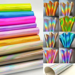 Hologram iriserende regenboog gespiegelde faux pu synthetische laser lederen stof ambachtelijke tas tas diy bogen handgemaakte oorrang