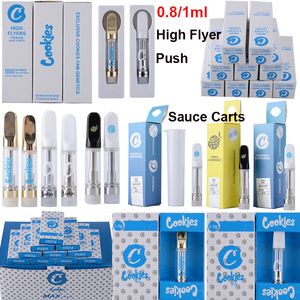Cookies Extracts Vape Pen cartridges Packaging Atomizers 0.8ml 1ml Ceramic Coil Empty Glass Tank Thick Oil Dab Pen Vaporizer Carts E Cigarette 510 Thread 15 Strains