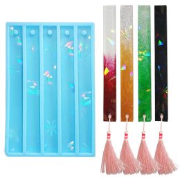 Holographic Bookmark Silicone Moule laser Long Strip Rectangle Bookmark llght and Shadow Mirror Crystal Epoxy Resin Moule