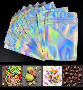 Couleur holographique Sacs à preuves odorces de taille multiple 100 pièces sacs de mylar referme