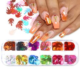 Holografisch Vuur Zomer Nail Art Decoratie Sticker Vlinder Cirkel Vlokken 3D Fonkelende Nagels Pailletten DIY Manicure Sets2822714