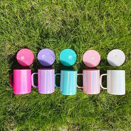 Holografische glans glitter kleurrijke 17oz blanco sublimatie koffiemokken met bling deksels BPA-vrije hoge borosilicaatbekers voor op maat gemaakte geschenken, verkocht per doos
