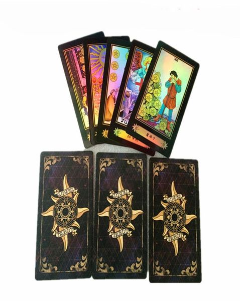 Juego de mesa de tarot holográfico, 78 piezas, juego de cartas de tarot Shine Waite, edición china en inglés, juego de mesa de tarot para familiares y amigos 3632140