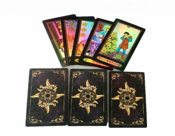 Juego de mesa de tarot holográfico, 78 piezas, juego de cartas de tarot Shine Waite, edición china en inglés, juego de mesa de tarot para familiares y amigos5988303