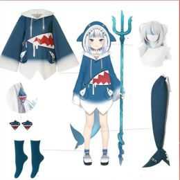 Hololive Gawr Gura Cosplay Costume Eng Shark Costume pour les femmes Halloween YouTuber Cosplay Full Set Tail Shoes Gawr Gura Wigs