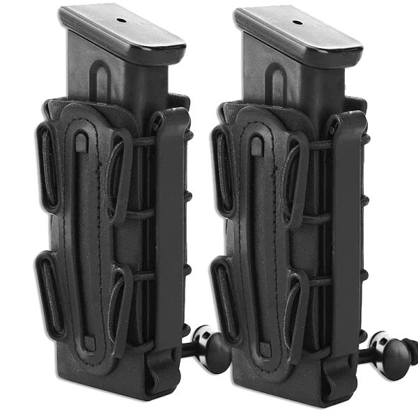 HOHSTERS 2PCS 9 mm Mag Sachets Pistol Magazine Pouche Soft Shell Magazine Pouche Tactical Rifle Fast Mag Carrier Carrier pour Beltmolle Sytem