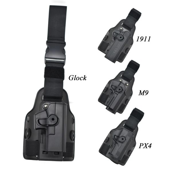 Holsters Hunting Drop Lamg Gun Holster Military Tactical Tactical Tactical High Leg Holster pour Glock 17 19 Colt 1911 Beretta M9 92 Px4 Storm