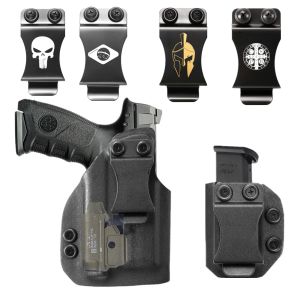 Holsters Kydex Interne holster voor Beretta APX Volledige grootte Olight Valkyrie PL Mini 2 9mm .40 Magazine Mag Holder Holder Clip Flap Claw