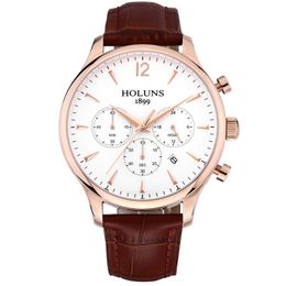 HOLUNS orologio di lusso montres de luxe pour hommes 41mm chronographe multifonctionnel en acier inoxydable montre à quartz pour hommes Super lumino220N