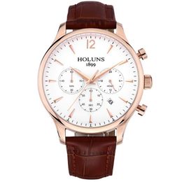 HOLUNS orologio di lusso montres de luxe pour hommes 41mm chronographe multifonctionnel en acier inoxydable montre à quartz pour hommes Super lumino278I