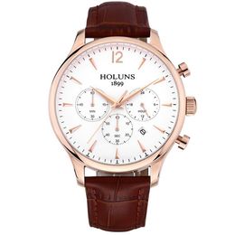 HOLUNS orologio di lusso montres de luxe pour hommes 41mm chronographe multifonctionnel en acier inoxydable montre à quartz pour hommes Super lumino2462