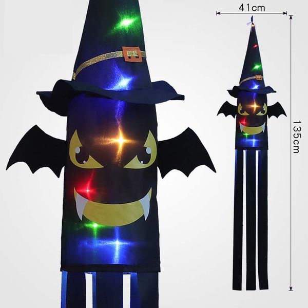 Holy Festival Party Decoration New Wizard Calabaza Light String Hat Bandera Cortina Luz LED Lantern Outdoor Batería impermeable