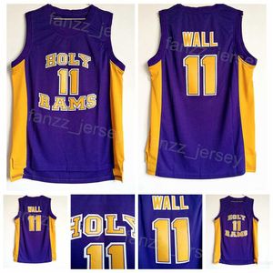 Holy High School John Wall Jerseys 11 Camiseta de baloncesto Equipo universitario Color Púrpura Para fanáticos del deporte Universidad Transpirable Algodón puro Bordado y costura Hombres NCAA