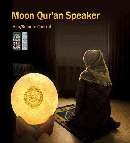 Santo musulmán Islam Árabe Bluetooth Wireless Corán altavoz con lámpara de contacto de control remoto Coran Night Light Moon Player H1111118205033