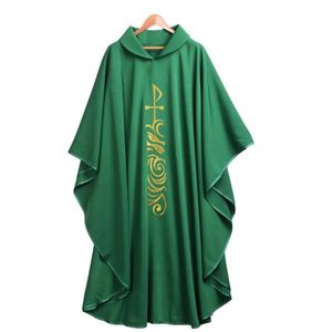 Heilige religie geestelijken groen katholieke kerk gewaad priester kazuifel celebrant rolkraag gewaden cosplay kostuums 3 stijlen6140377