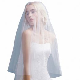 Santo simple White White Weddal Wedding Veils Short Tulle Bride One Saper Actor en la venta 2022 G0EP#