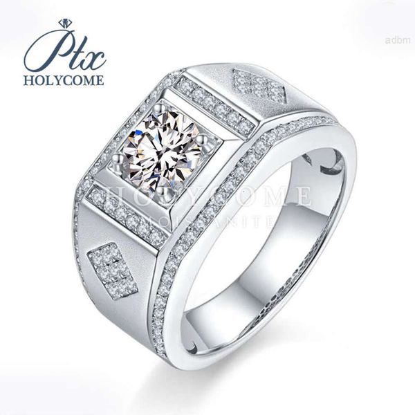 Holycome Gra Vvs 6,5mm corte redondo precio de envío gratis anillo de compromiso de Plata de Ley 925 Moissanite para hombre