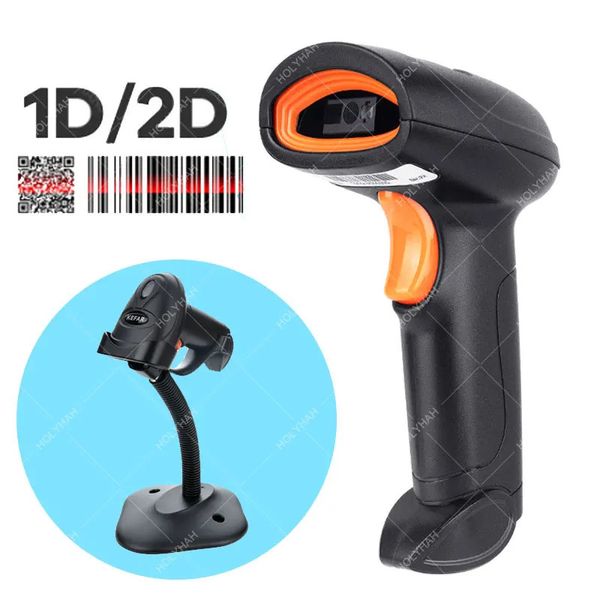 Holyhah Barcode Scanner H4 Wired H4W Wireless 2D et H4B Bluetooth 2D Barcode Reader 240507