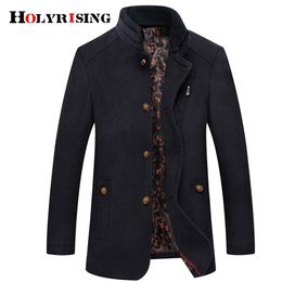 Holyrising Hombres Abrigos de lana Abrigo de negocios de moda Abrigo cálido para hombres Invierno Ocio Abrigo de guisante Hombre Ropa gruesa de lujo 18937-5 201128