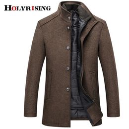 Holyrising wollen jas mannen dikke overjassen bovenjas heren lagen met enkele borsten en jassen met verstelbare vest 4 kleuren m-3xl 201127