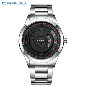 Hombre Crrju Casual Fashion Sport Watch Reloj de acero inoxidable de lujo de los hombres Relojes de pulsera de cuarzo Reloj Masculino Relogio Masculino