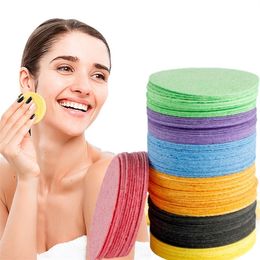 Thuis 20 stks/zak Make-up Verwijdering Spons Ronde Cellulose Spons Houtpulp Katoen Gezicht Wassen Reinigingsspons Cosmetische PuffLT818
