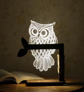 Lámpara de mesa de escritorio LED con forma de búho 3D para el hogar, luz nocturna, enchufe estadounidense para interiores e iluminación 9425360