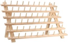 Home 60 Spool houten draadrek en organizer massief houten plank vouwen spoel opbergrek voor naaien quilten borduurwerk4995128