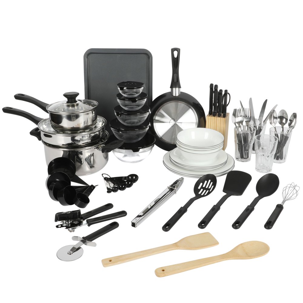 Home 71-Piece Stainless Steel Silver Cookware Combo Set