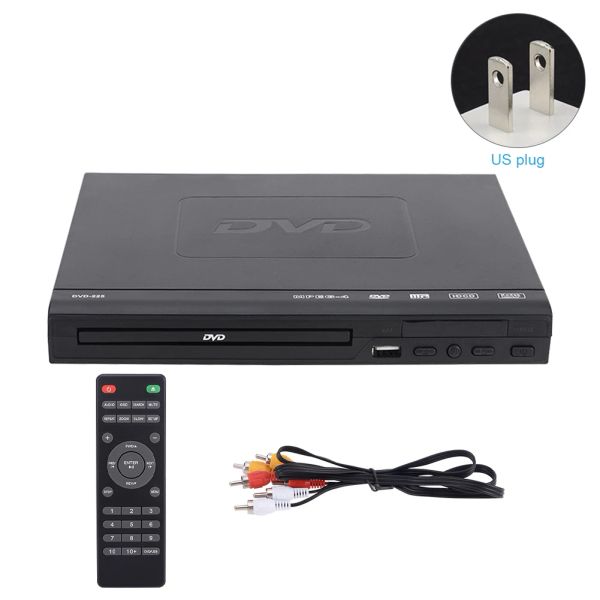 Inicio 720p 5.1 Reproductor de DVD de sonido envolvente con AV Cable Audio Video USB Música compatible para TV Media Entertainment Movie