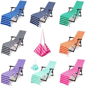 Accueil 75 * 215cm mode rayé microfibre rayé couverture de chaise de plage pour l'été en plein air jardin loisirs en plein air chaise couverture chaise longue couvre LT483