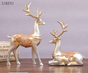 Accueil Accessoires Européens Creative Lovers Cadeau Vin Salon TV Cabinet Décoration Lucky Deer Décorations 210414
