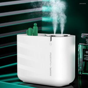 Home Luchtbevochtiger 3000 ml Dubbele mondstuk Spray Ultrasone waterdiffuser Humidificador met kleur LED -licht USB -aroma