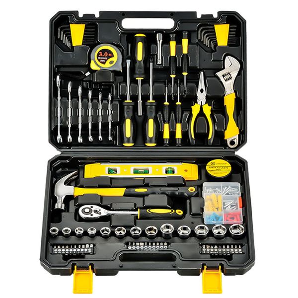 Juego de herramientas para el hogar, combinación de herramientas manuales, kit de herramientas de reparación con caja de almacenamiento de herramientas de plástico