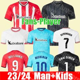 Accueil extérieur 23 24 Maillots de football du club de Bilbao 2023 2024 Athletic ADURIZ GURUZETA WILLIAMS MUNIAIN PAREDES BERENGUER ANDER HERRERA UNAI SIMON Maillot de football hommes et enfants