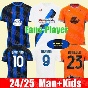 Nouveau 2024 25 Jerseys de football LAUTARO THURAM BARELLA Kid Kit Maillot de FRATTESI FINAL Maglie Football Shirt Enfant troisième spécial Inters Milans fans version joueur